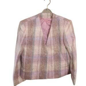 Vintage Wool BOHO Casual Coquette Plaid Cottagecore Blazer Size 12